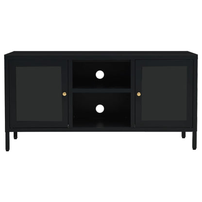 TV Cabinet | Black | Black powder-coated steel | Medium | Adjustable Feet