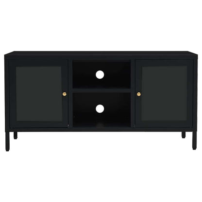 336058 vidaXL TV Cabinet Black 105x35x52 cm Steel and Glass