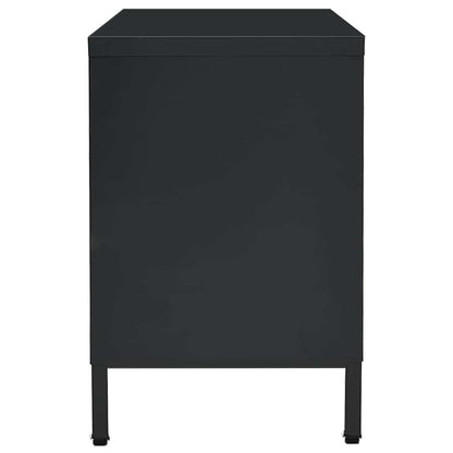 336058 vidaXL TV Cabinet Black 105x35x52 cm Steel and Glass