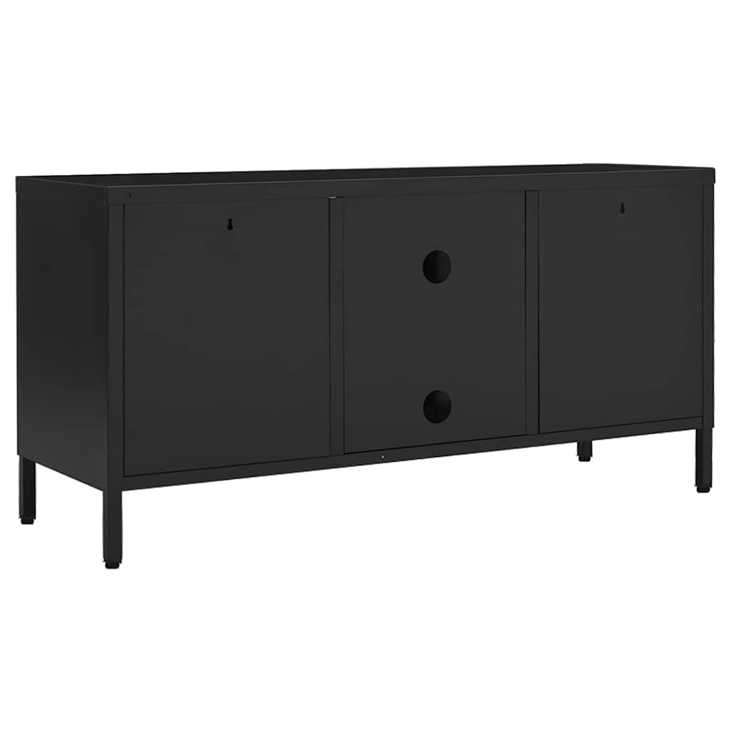 336058 vidaXL TV Cabinet Black 105x35x52 cm Steel and Glass