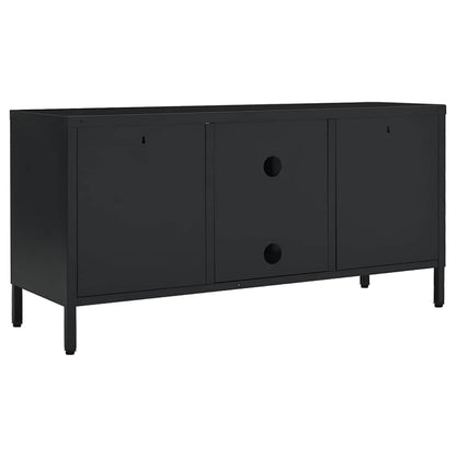 336058 vidaXL TV Cabinet Black 105x35x52 cm Steel and Glass