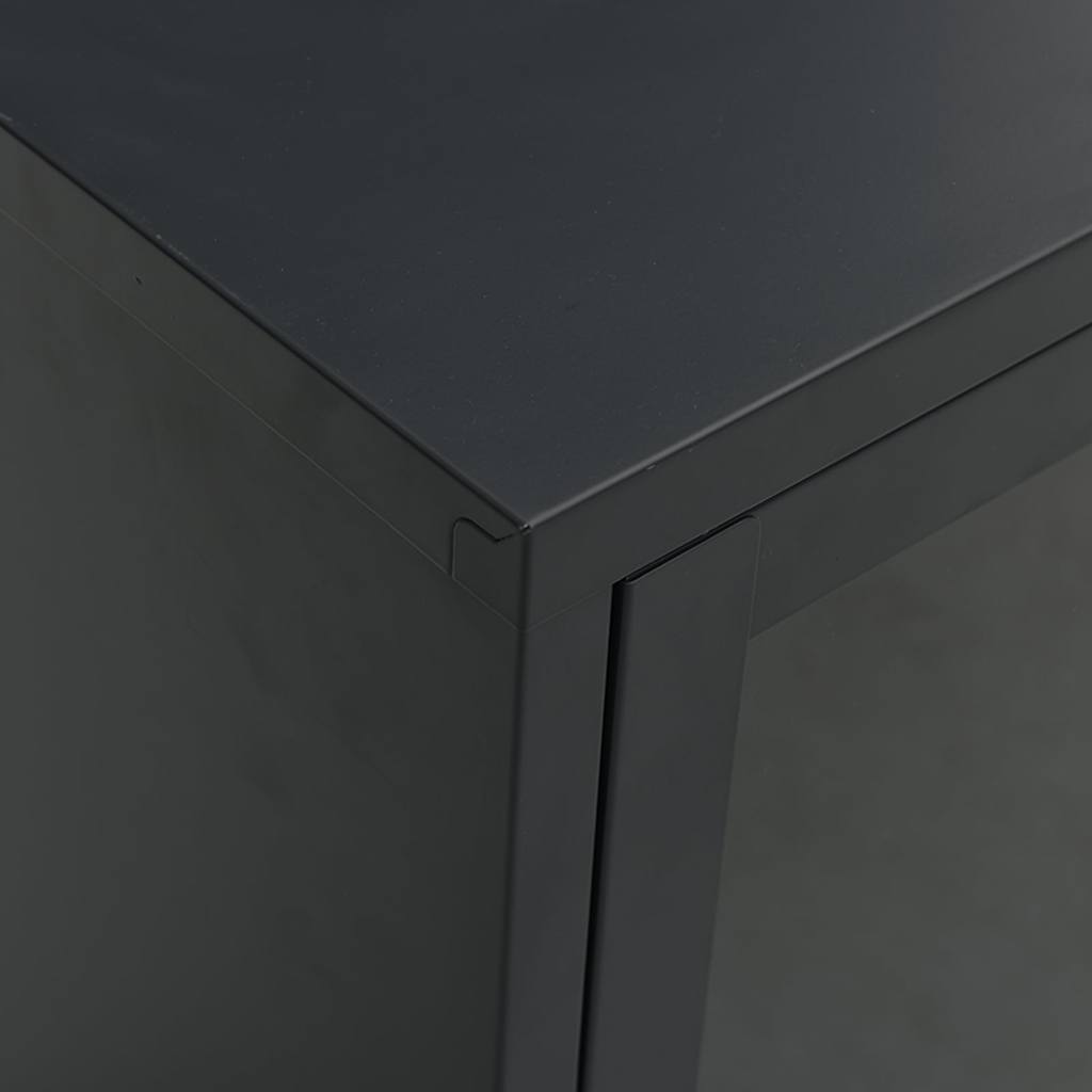 336058 vidaXL TV Cabinet Black 105x35x52 cm Steel and Glass