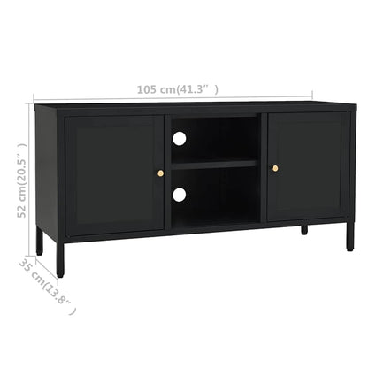 336058 vidaXL TV Cabinet Black 105x35x52 cm Steel and Glass