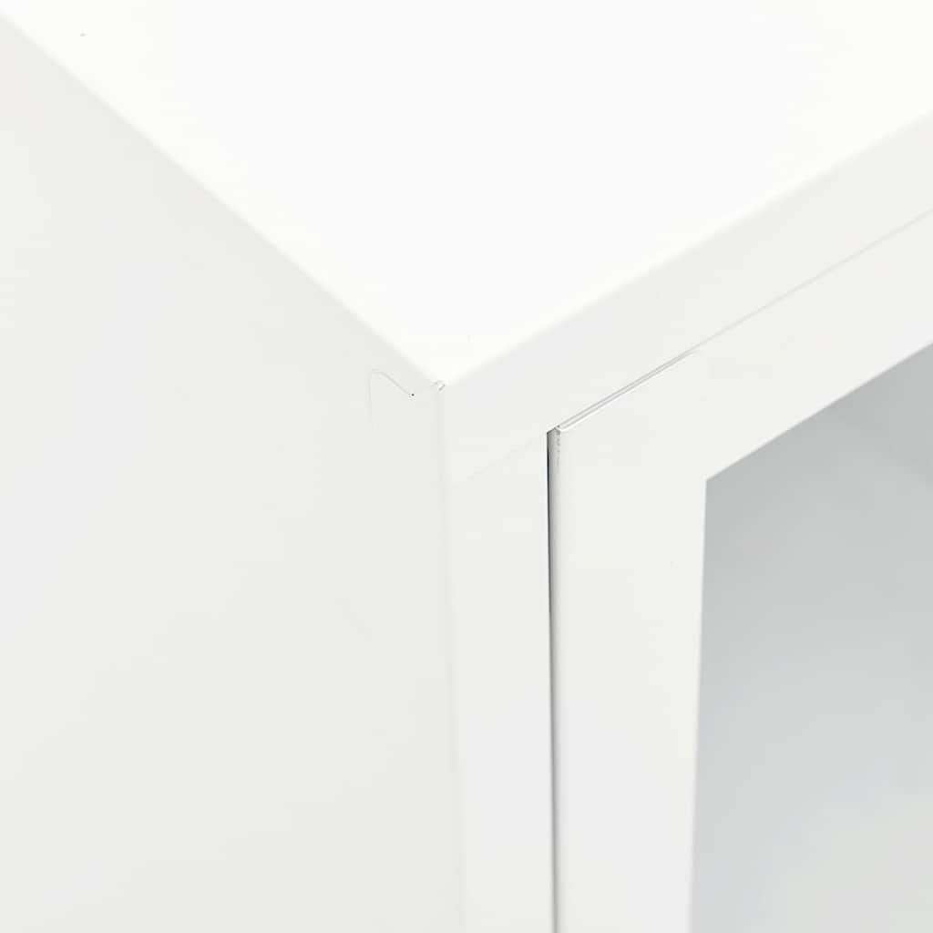 336059 vidaXL TV Cabinet White 105x35x52 cm Steel and Glass