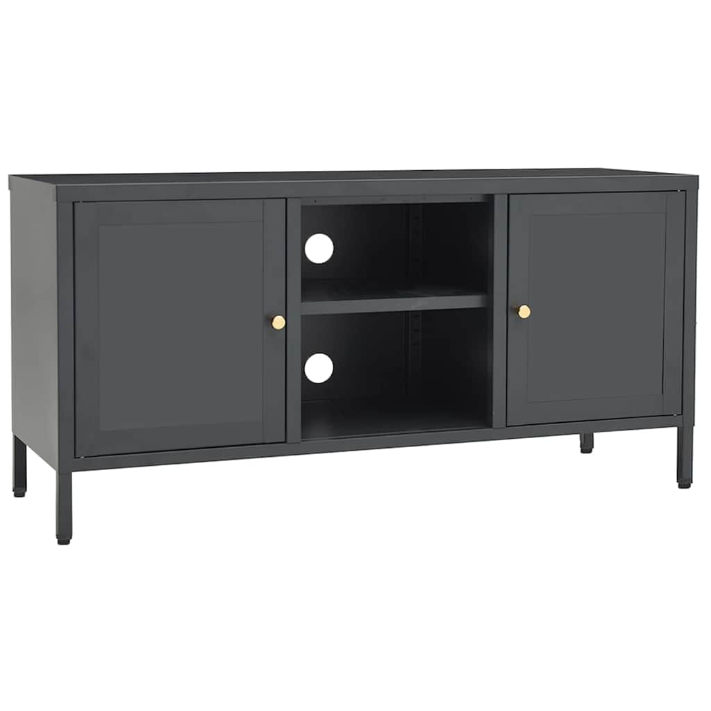 336060 vidaXL TV Cabinet Anthracite 105x35x52 cm Steel and Glass