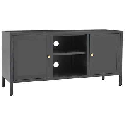 336060 vidaXL TV Cabinet Anthracite 105x35x52 cm Steel and Glass