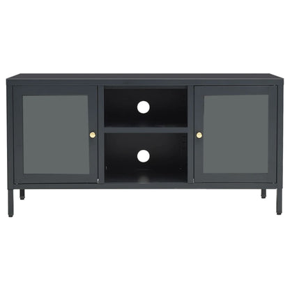 336060 vidaXL TV Cabinet Anthracite 105x35x52 cm Steel and Glass