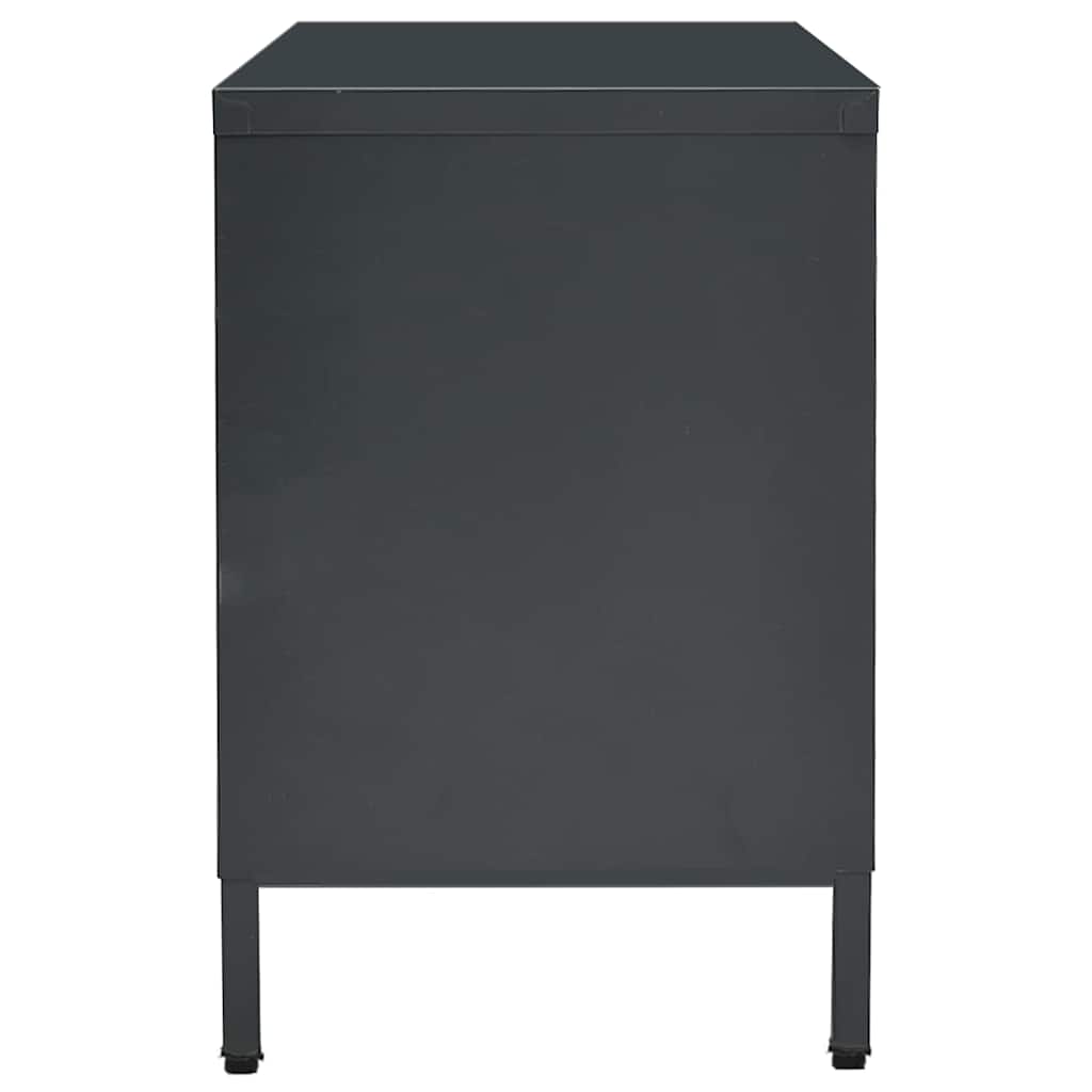 336060 vidaXL TV Cabinet Anthracite 105x35x52 cm Steel and Glass