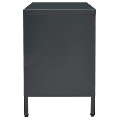 336060 vidaXL TV Cabinet Anthracite 105x35x52 cm Steel and Glass