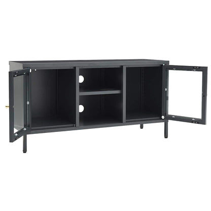 336060 vidaXL TV Cabinet Anthracite 105x35x52 cm Steel and Glass