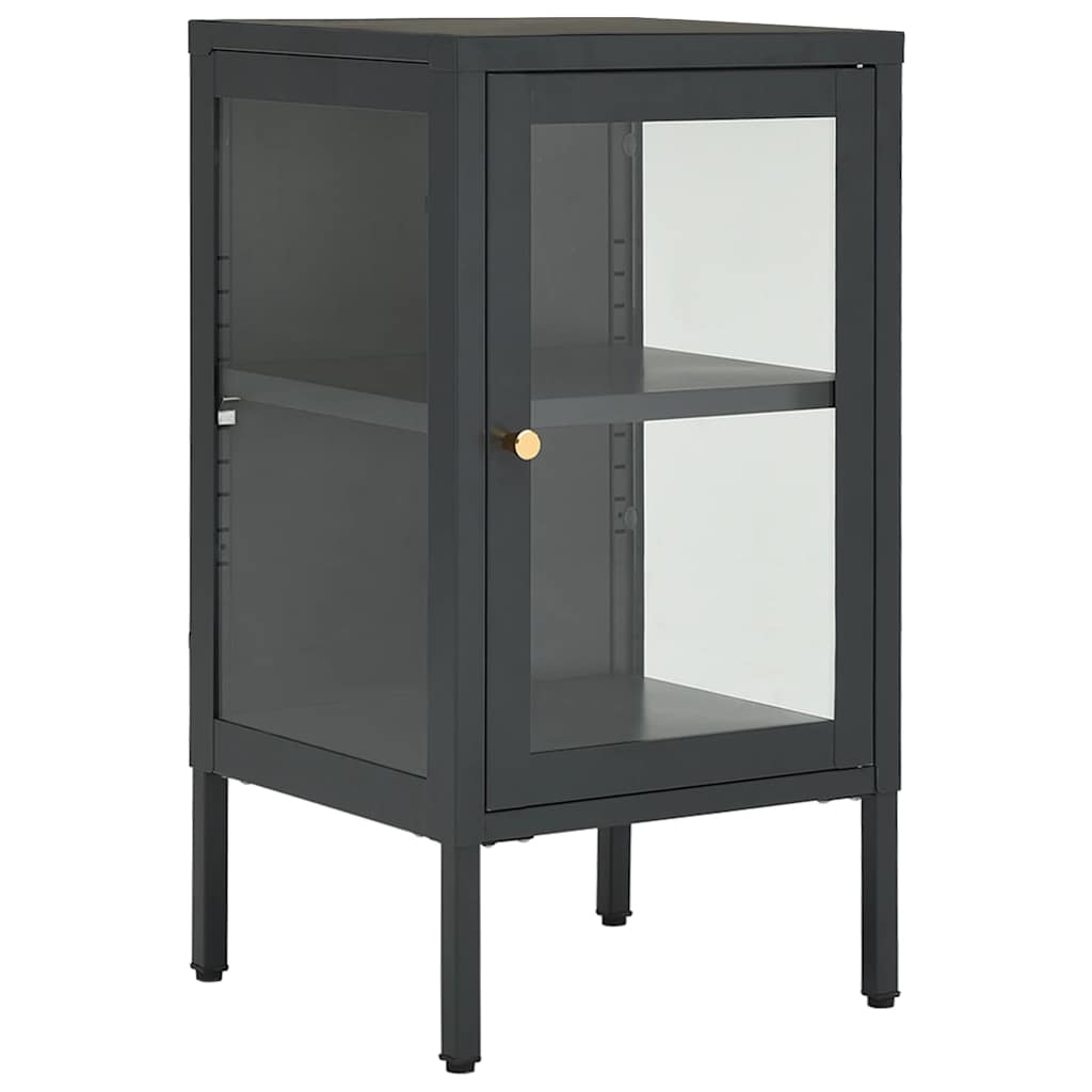 336063 vidaXL Sideboard Anthracite 38x35x70 cm Steel and Glass