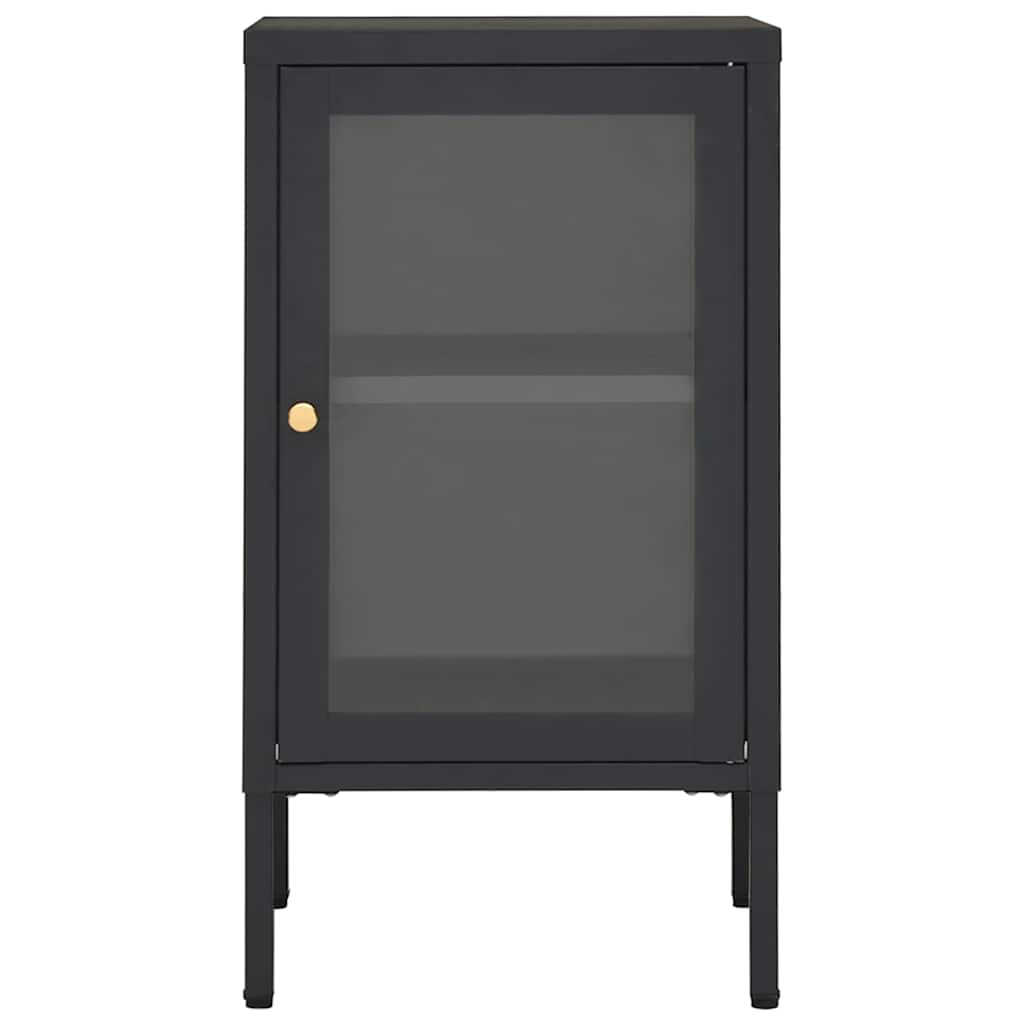 336063 vidaXL Sideboard Anthracite 38x35x70 cm Steel and Glass