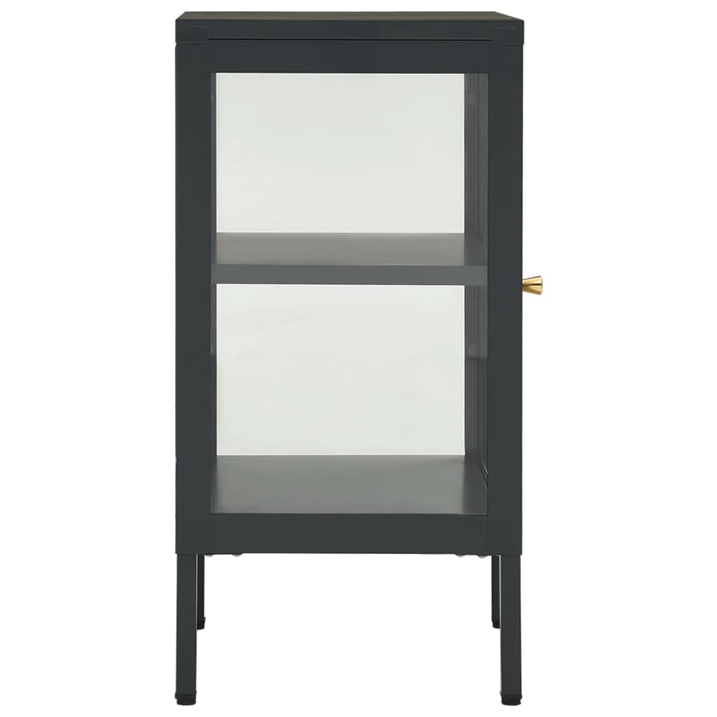 336063 vidaXL Sideboard Anthracite 38x35x70 cm Steel and Glass