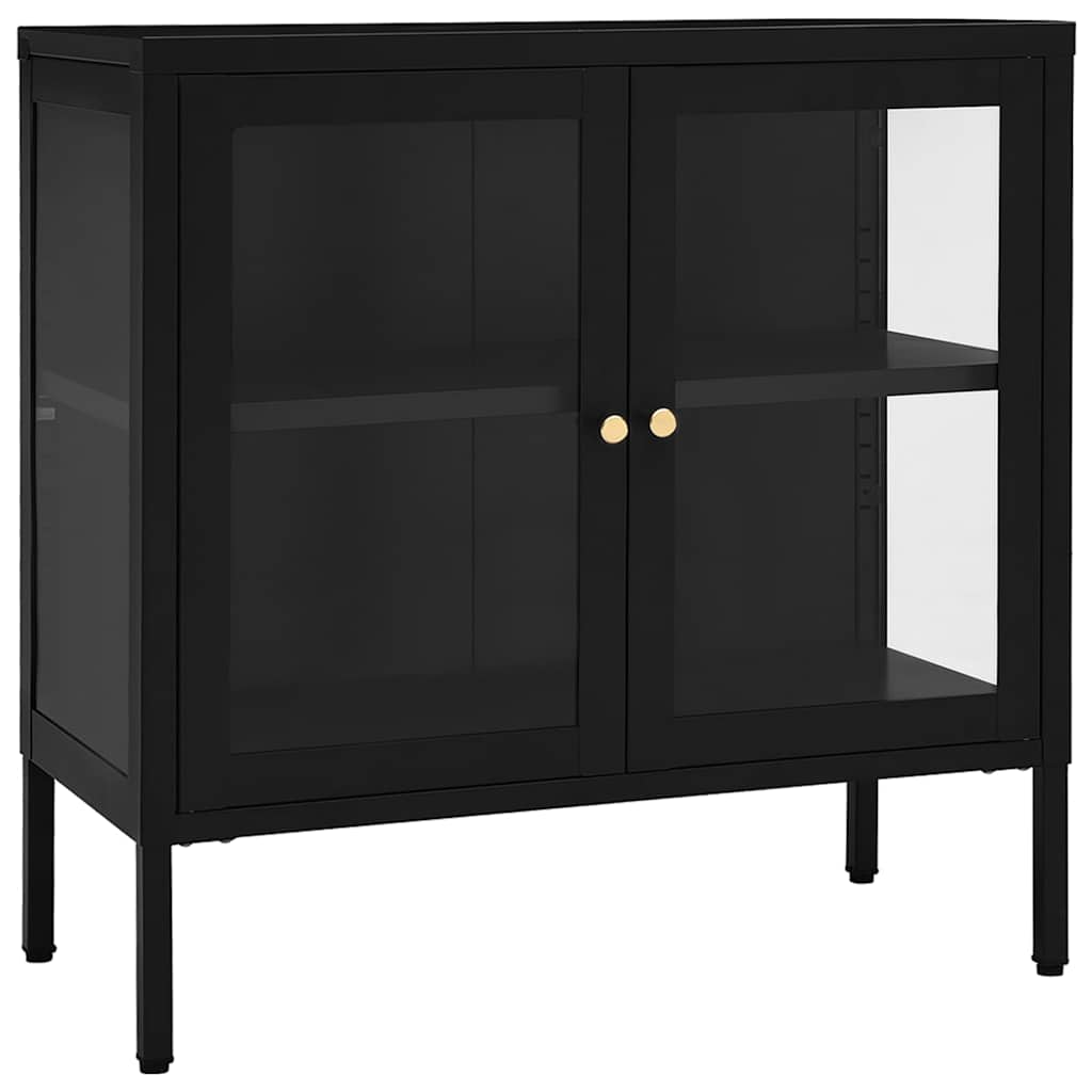 336064 vidaXL Sideboard Black 70x35x70 cm Steel and Glass