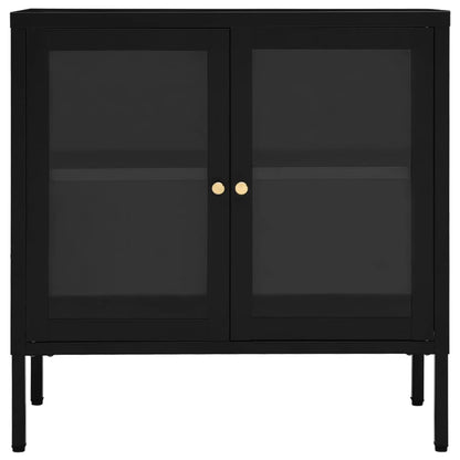 336064 vidaXL Sideboard Black 70x35x70 cm Steel and Glass