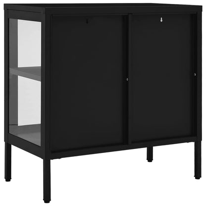 336064 vidaXL Sideboard Black 70x35x70 cm Steel and Glass
