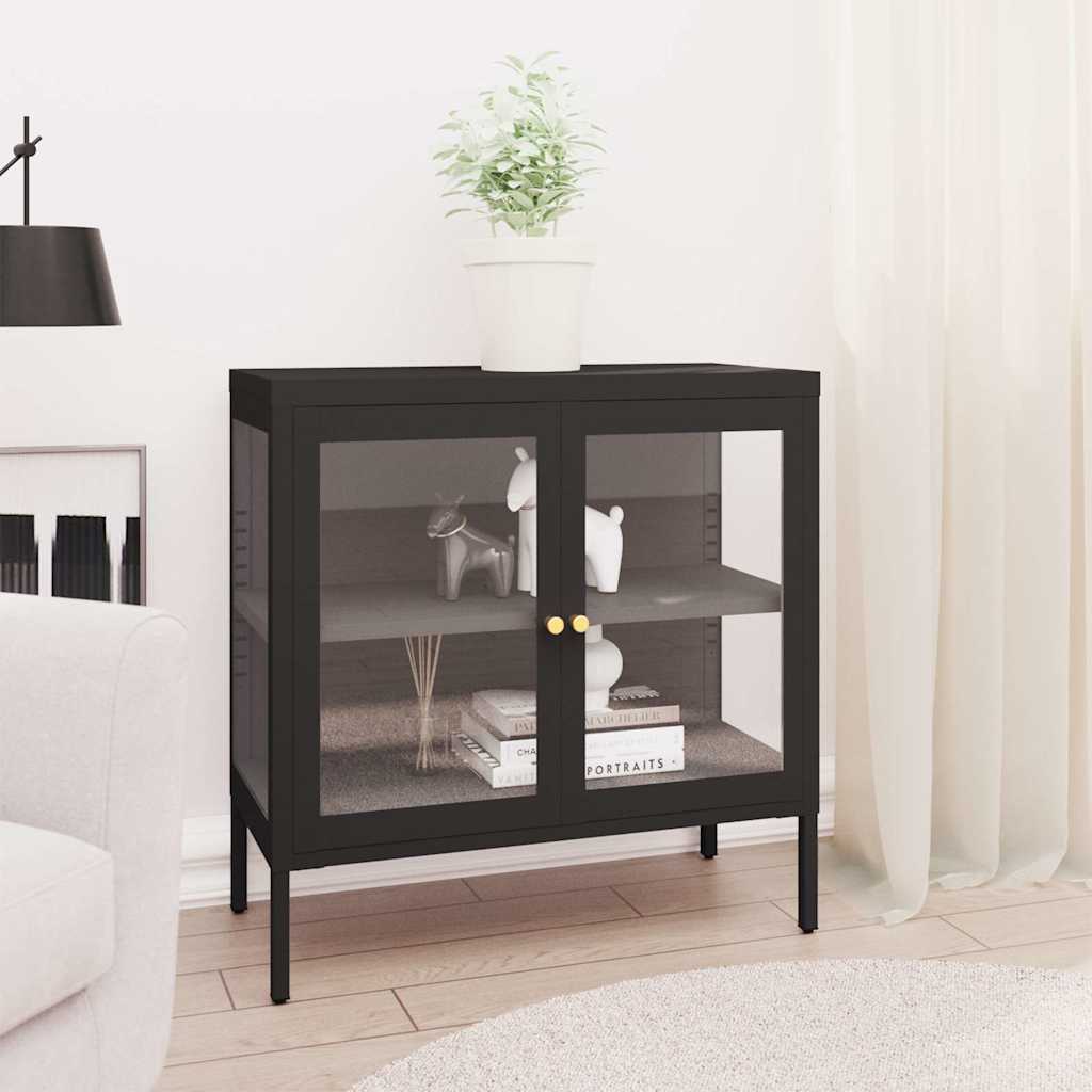 336064 vidaXL Sideboard Black 70x35x70 cm Steel and Glass