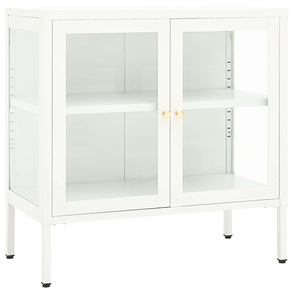 336065 vidaXL Sideboard White 70x35x70 cm Steel and Glass