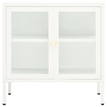 Sideboard White 70x35x70 cm Steel and Glass