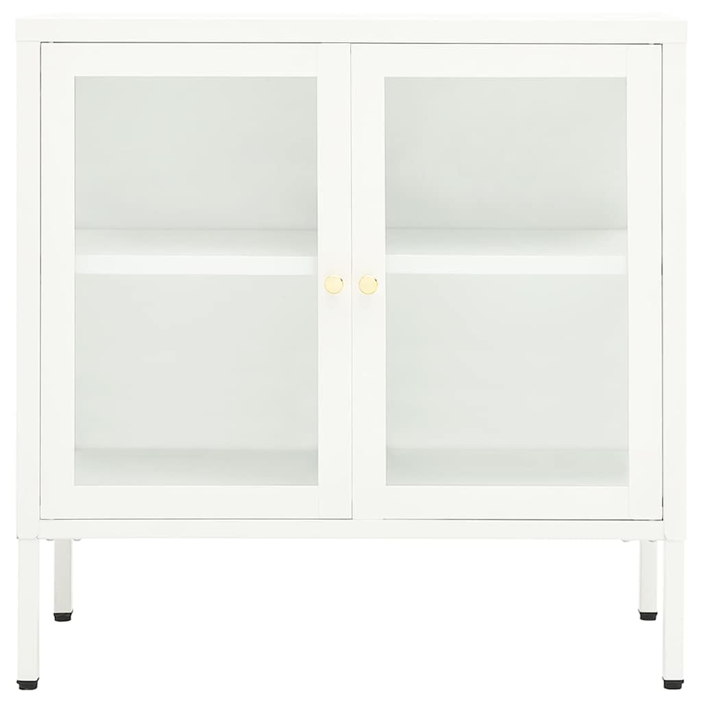 336065 vidaXL Sideboard White 70x35x70 cm Steel and Glass