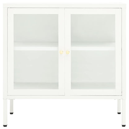 336065 vidaXL Sideboard White 70x35x70 cm Steel and Glass