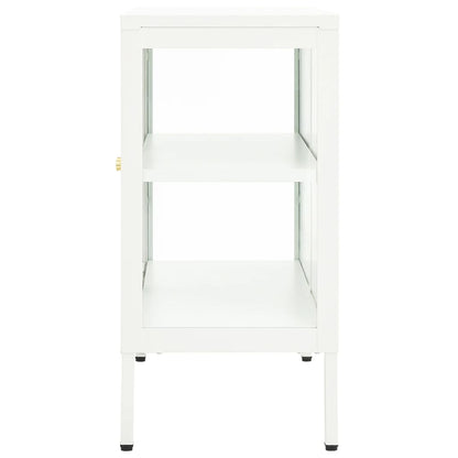 Sideboard White 70x35x70 cm Steel and Glass
