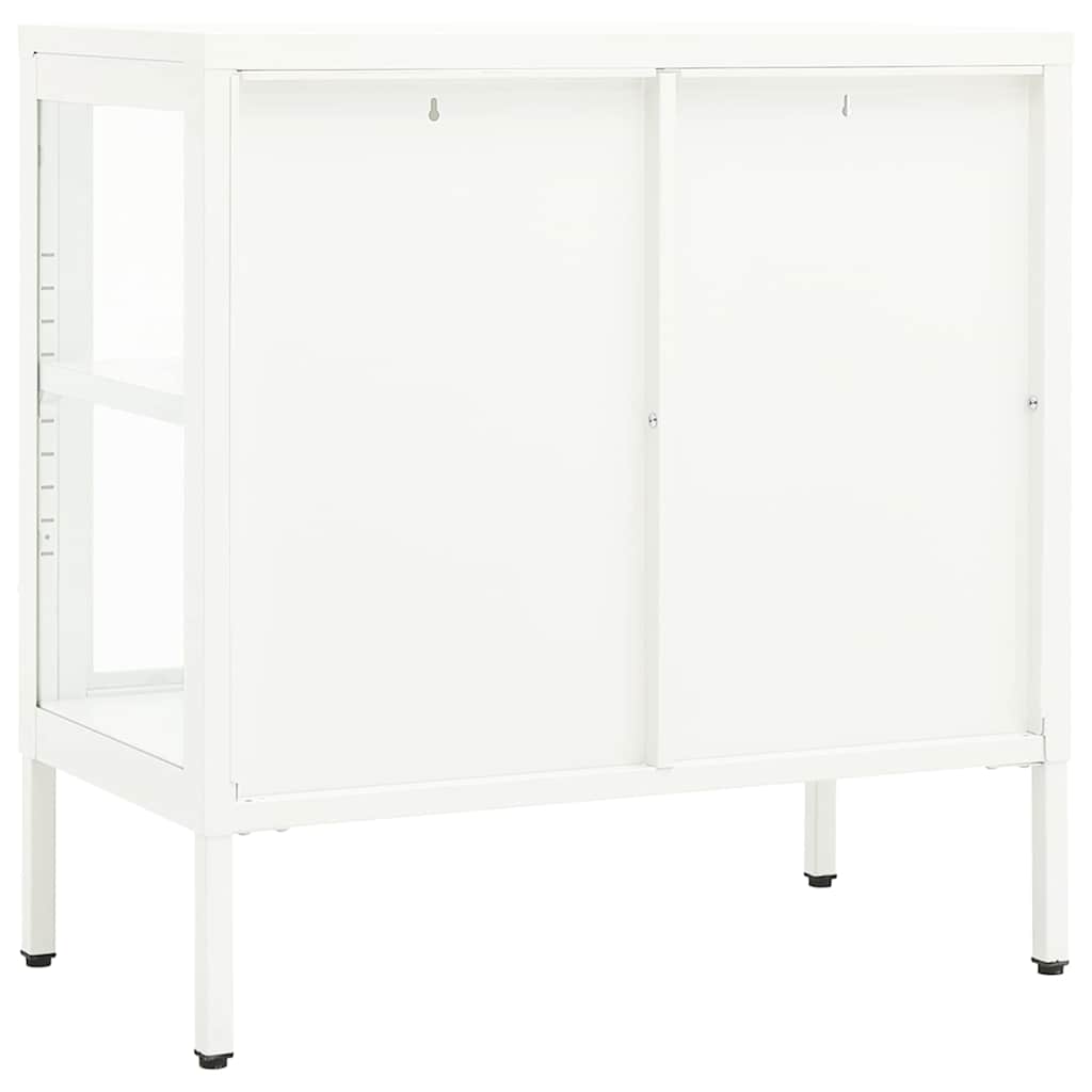 336065 vidaXL Sideboard White 70x35x70 cm Steel and Glass
