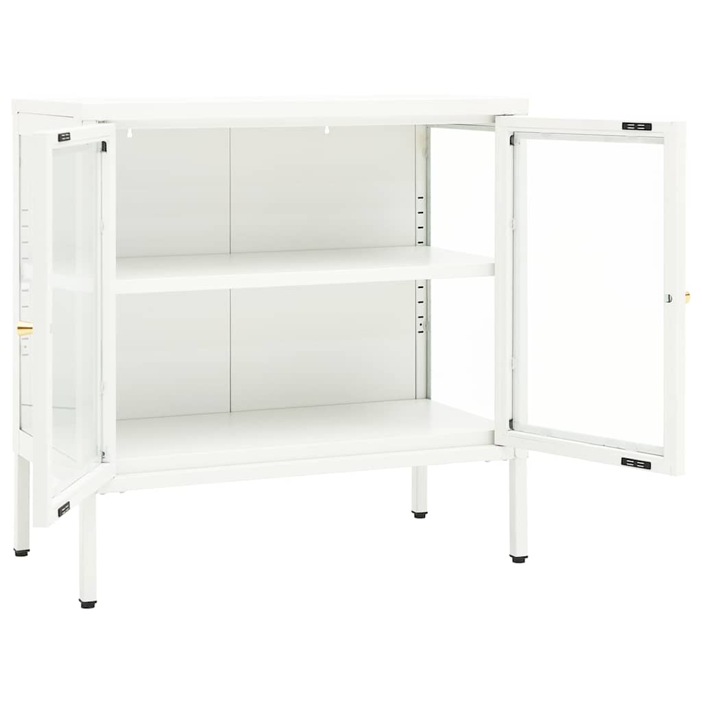 336065 vidaXL Sideboard White 70x35x70 cm Steel and Glass