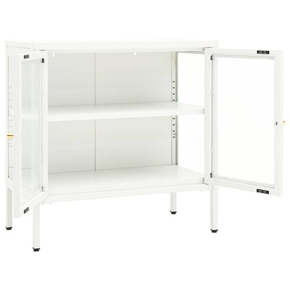 336065 vidaXL Sideboard White 70x35x70 cm Steel and Glass