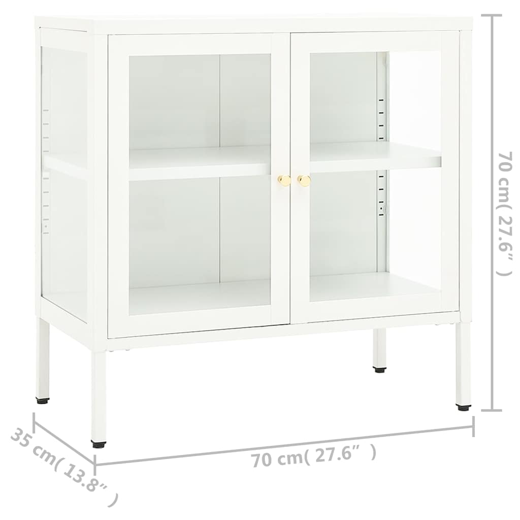 336065 vidaXL Sideboard White 70x35x70 cm Steel and Glass