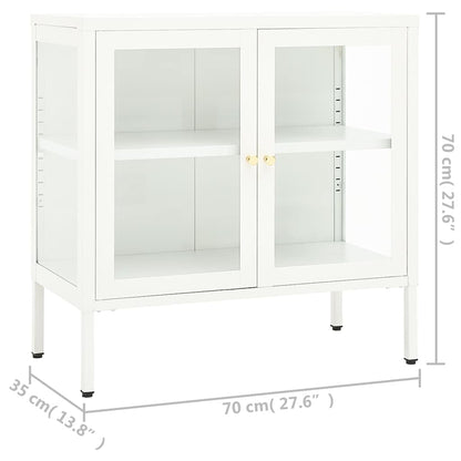336065 vidaXL Sideboard White 70x35x70 cm Steel and Glass
