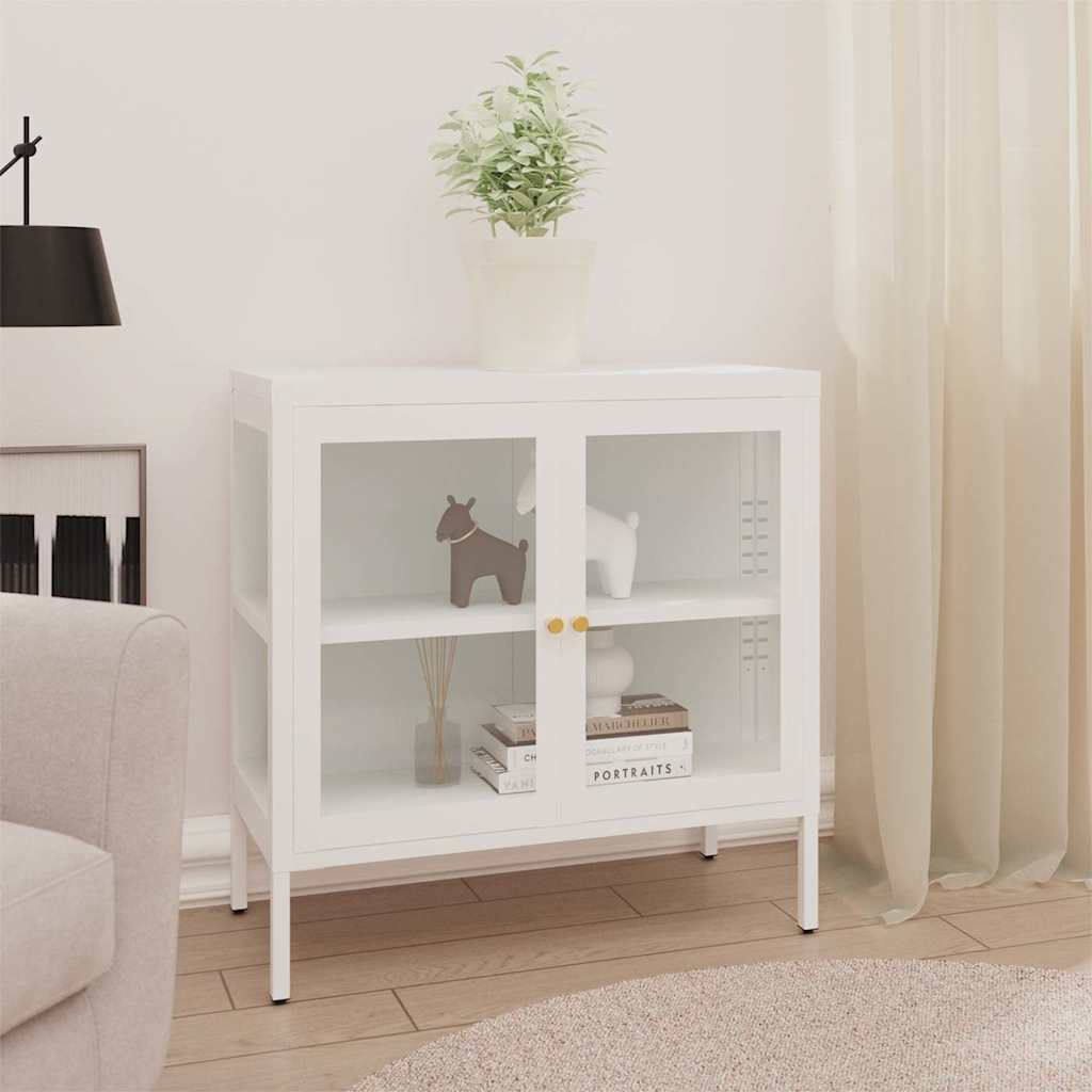 336065 vidaXL Sideboard White 70x35x70 cm Steel and Glass