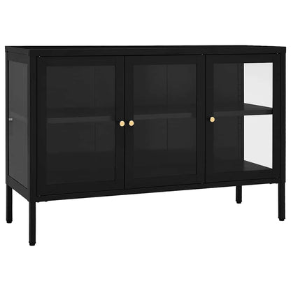 336067 vidaXL Sideboard Black 105x35x70 cm Steel and Glass