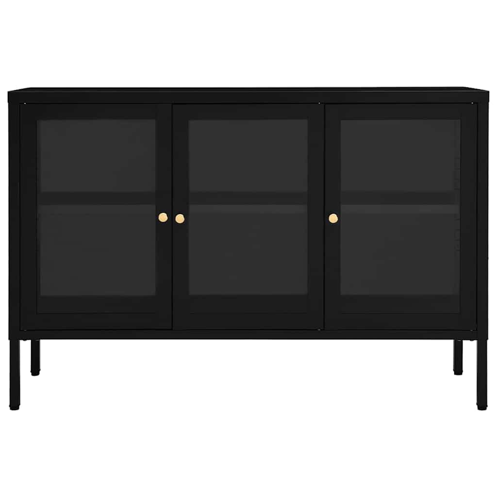 336067 vidaXL Sideboard Black 105x35x70 cm Steel and Glass