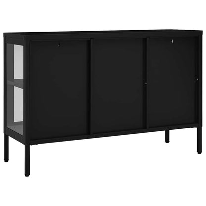 336067 vidaXL Sideboard Black 105x35x70 cm Steel and Glass