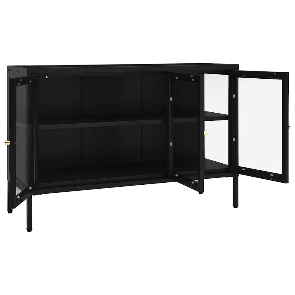 336067 vidaXL Sideboard Black 105x35x70 cm Steel and Glass