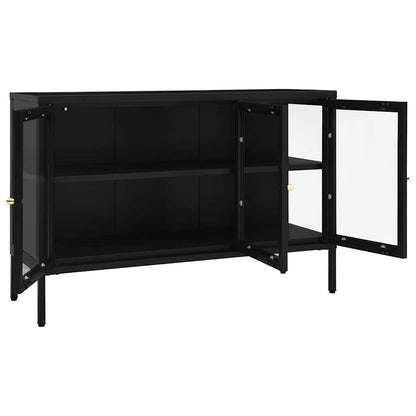 336067 vidaXL Sideboard Black 105x35x70 cm Steel and Glass