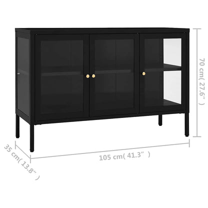 336067 vidaXL Sideboard Black 105x35x70 cm Steel and Glass
