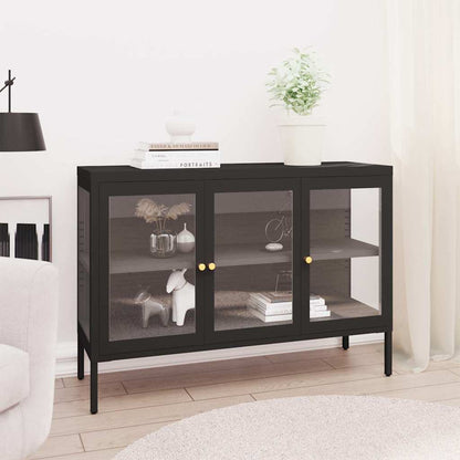 336067 vidaXL Sideboard Black 105x35x70 cm Steel and Glass