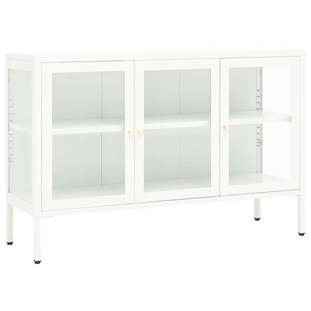 336068 vidaXL Sideboard White 105x35x70 cm Steel and Glass