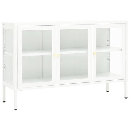 336068 vidaXL Sideboard White 105x35x70 cm Steel and Glass