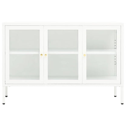 336068 vidaXL Sideboard White 105x35x70 cm Steel and Glass