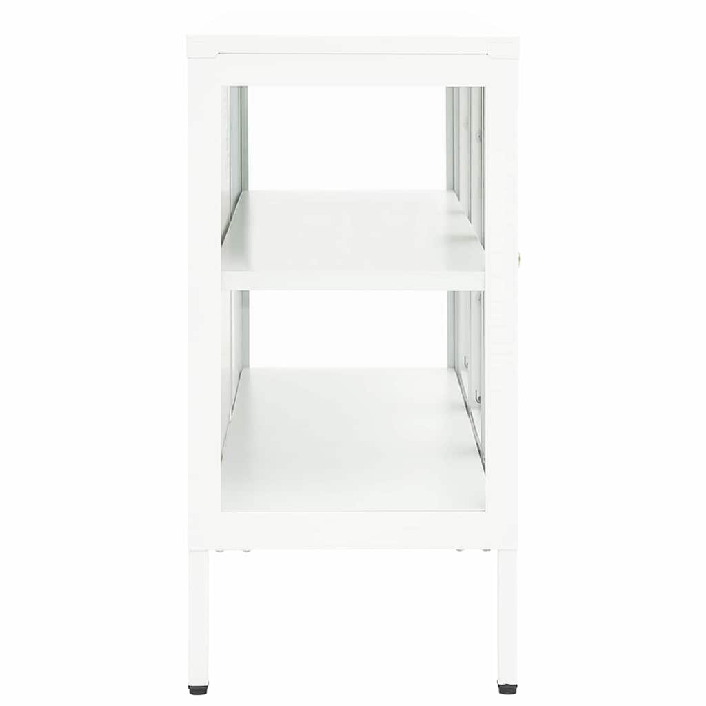 336068 vidaXL Sideboard White 105x35x70 cm Steel and Glass