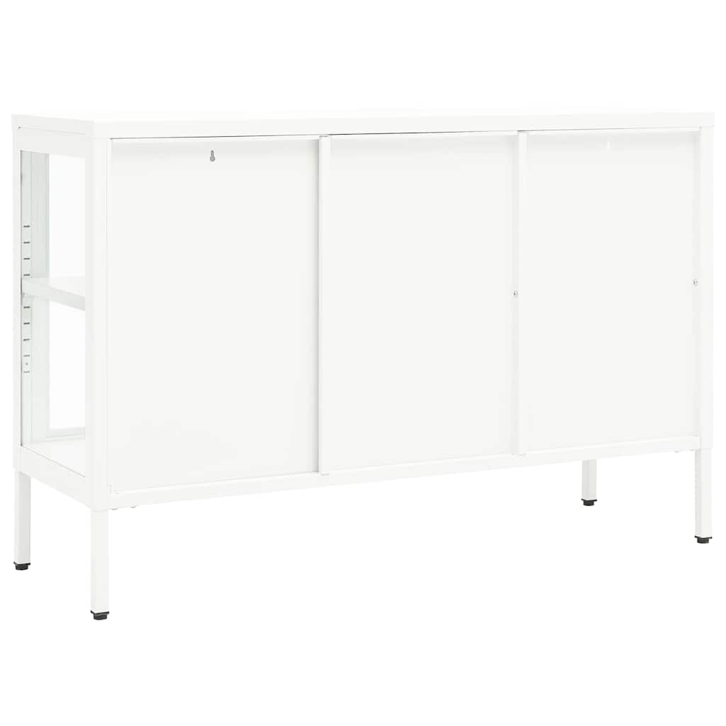 336068 vidaXL Sideboard White 105x35x70 cm Steel and Glass