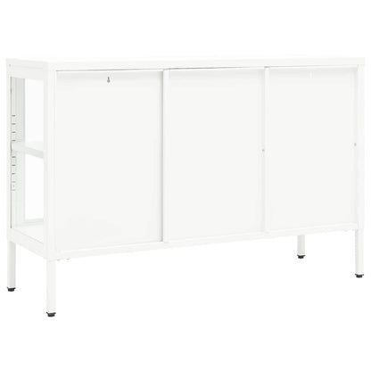 336068 vidaXL Sideboard White 105x35x70 cm Steel and Glass
