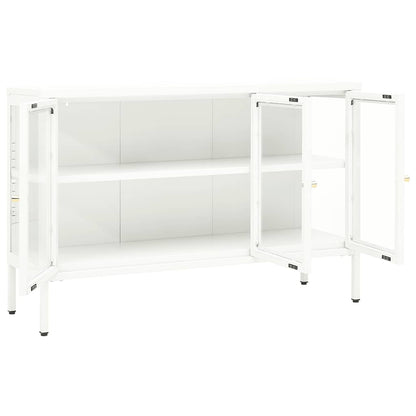 Sideboard White 105x35x70 cm Steel and Glass