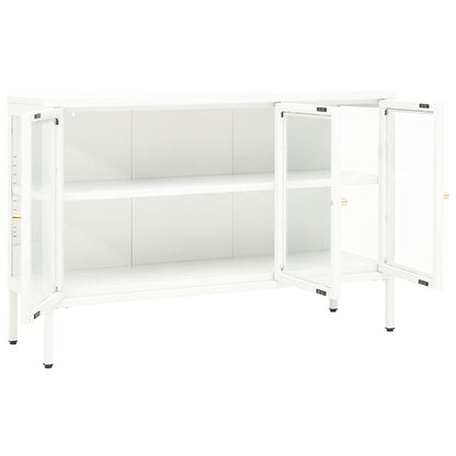 336068 vidaXL Sideboard White 105x35x70 cm Steel and Glass
