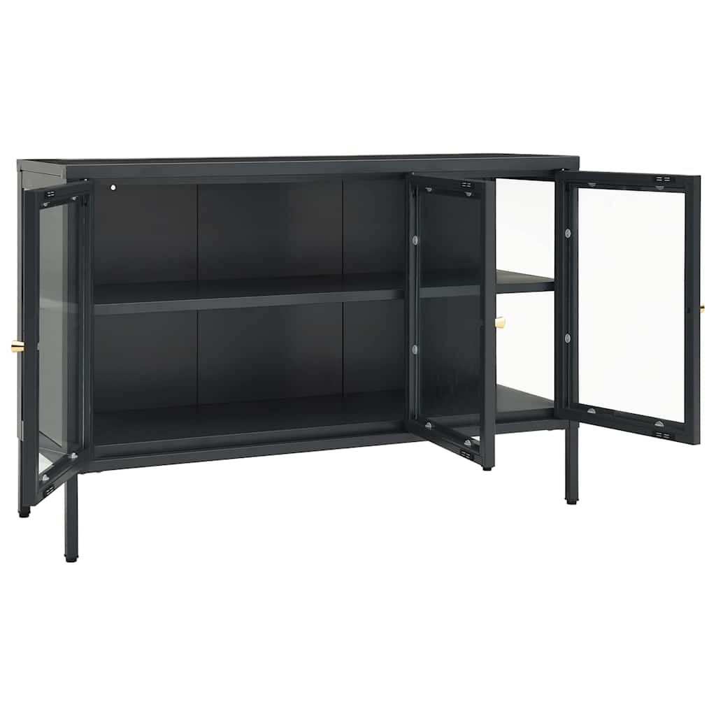 336069 vidaXL Sideboard Anthracite 105x35x70 cm Steel and Glass