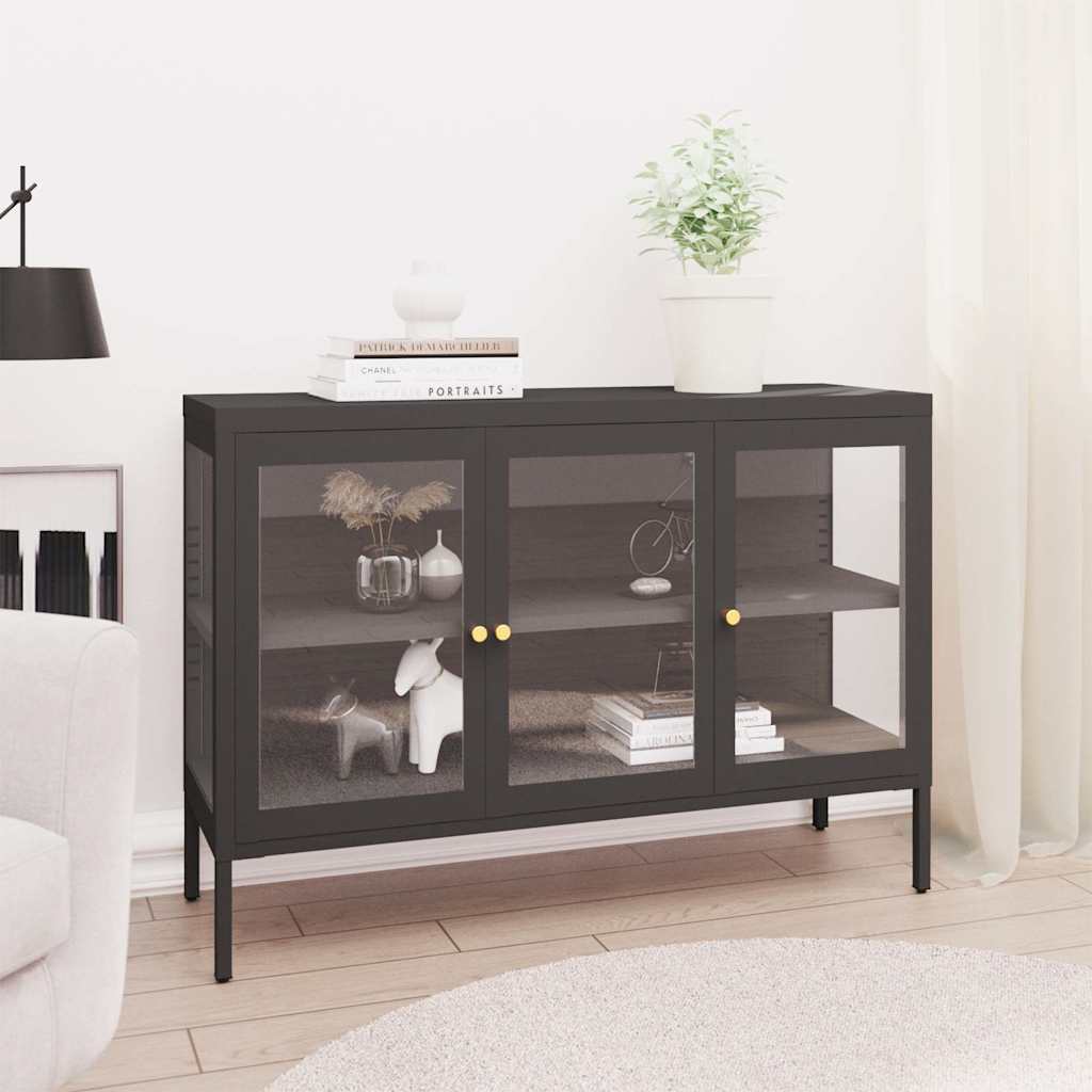 336069 vidaXL Sideboard Anthracite 105x35x70 cm Steel and Glass