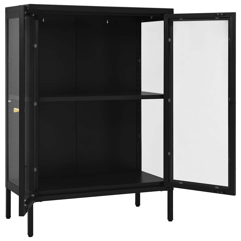 336070 vidaXL Sideboard Black 75x35x105 cm Steel and Glass